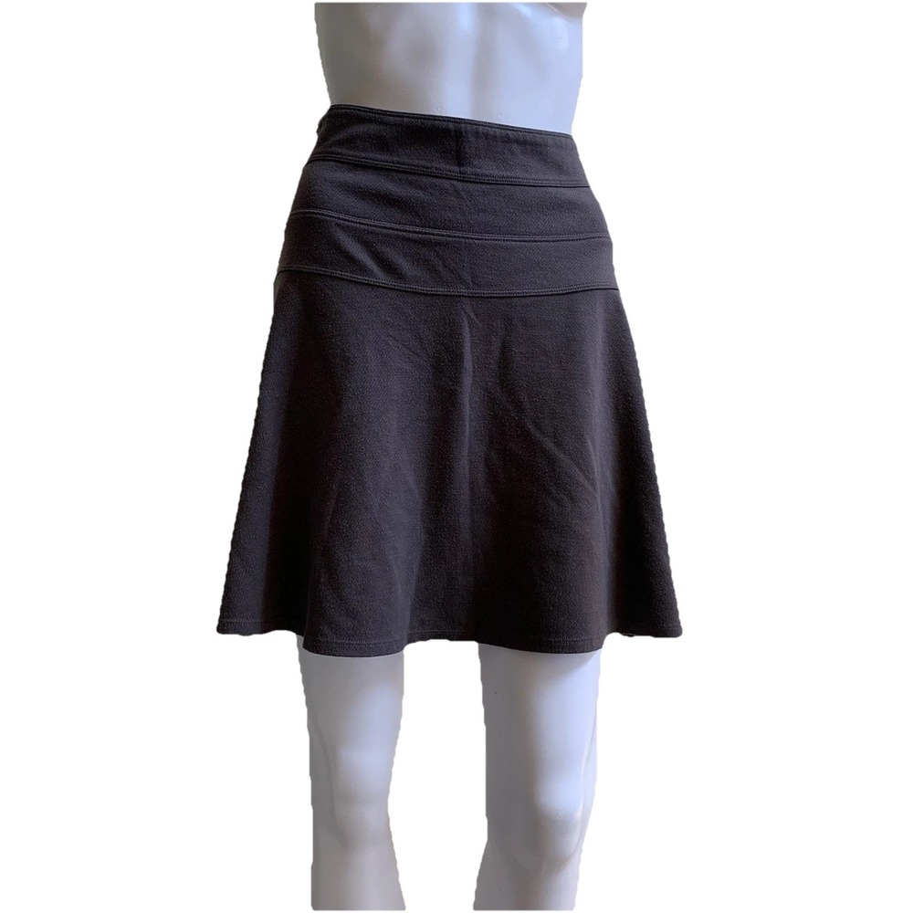 Athleta MiniSkirt Gray A-Line Zip Pocket Ponte Twill Skyose Flare Skater SZ-6